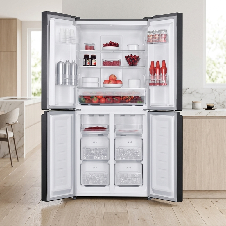 Homa Space Master No Frost Cross 4 Door refrigerator featuring spacious compartments and organised interior storage